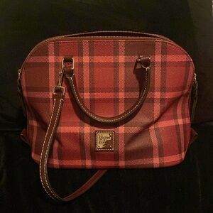 Dooney & Bourke Red Cranberry Tartan Plaid Zip Around NWOT Satchel/Crossbody